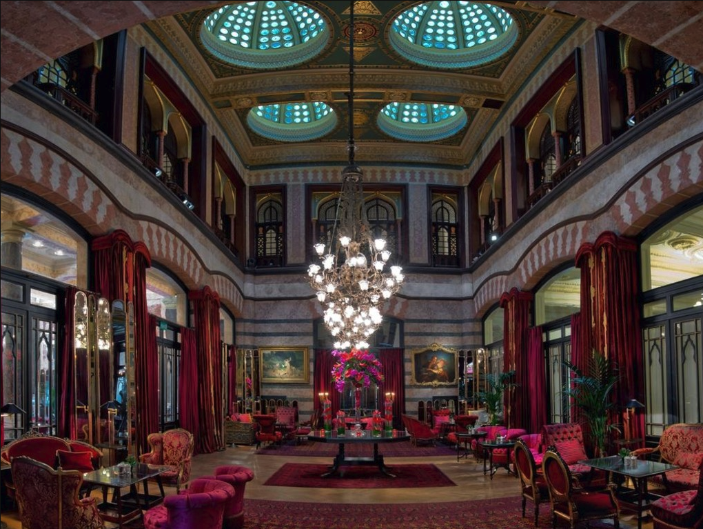 room decorated with red velvet