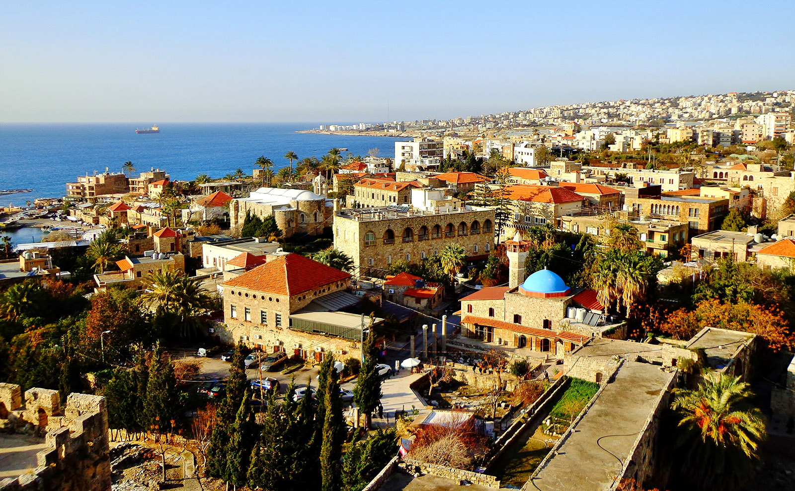 seaside town on a sunny day