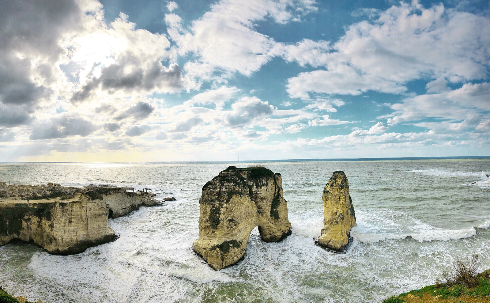 rock formations off the coast of beirut in lebanon