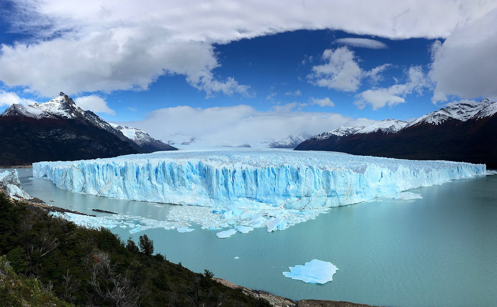 white glacier at the edge of blue water