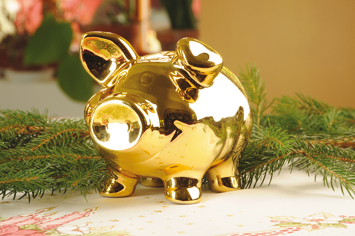 tiny gold metallic pig