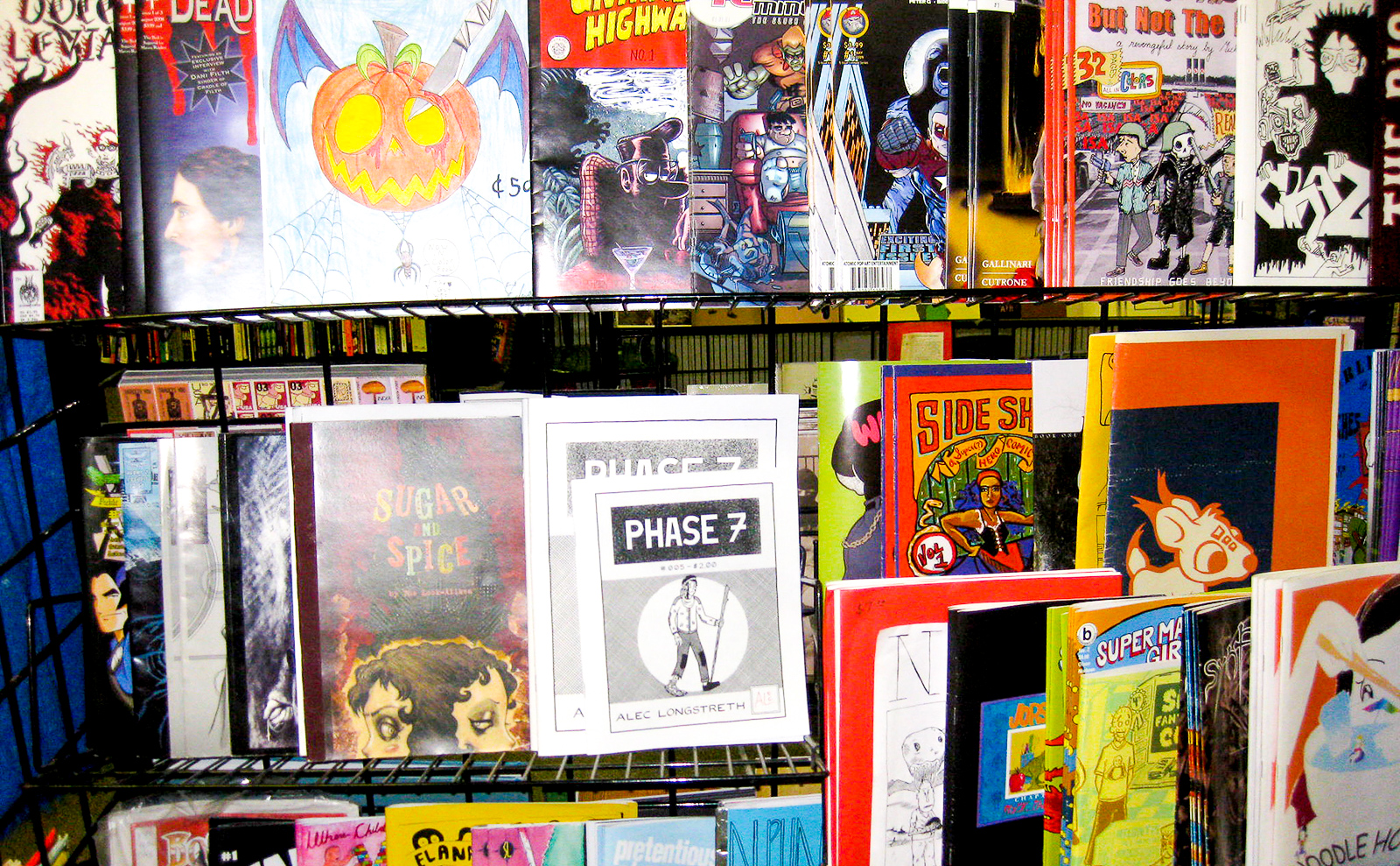 zines display at quimby's