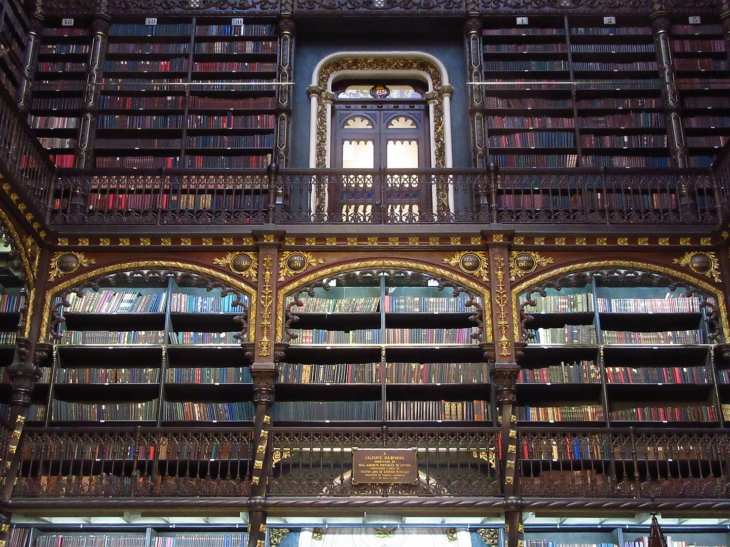 colorful gothic style library shelves