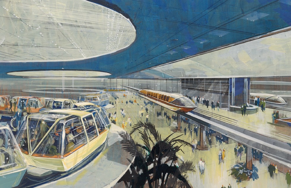 technical drawing of the epcot center monorail at disney world