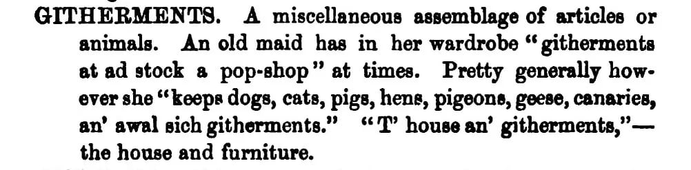 black and white image of definition of the word githerments