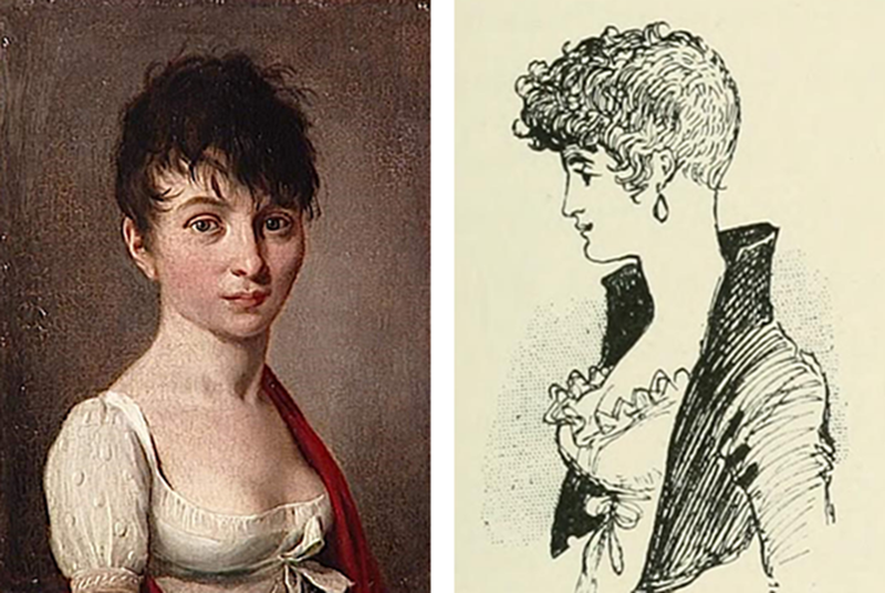 illustrations of french women with cropped haircuts