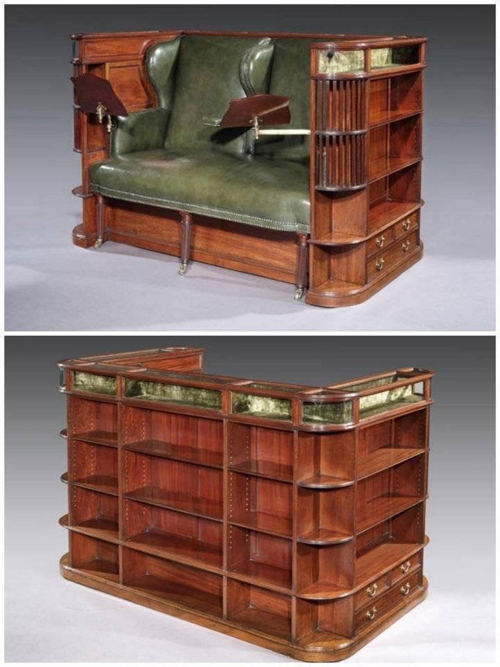 green leather reading couch