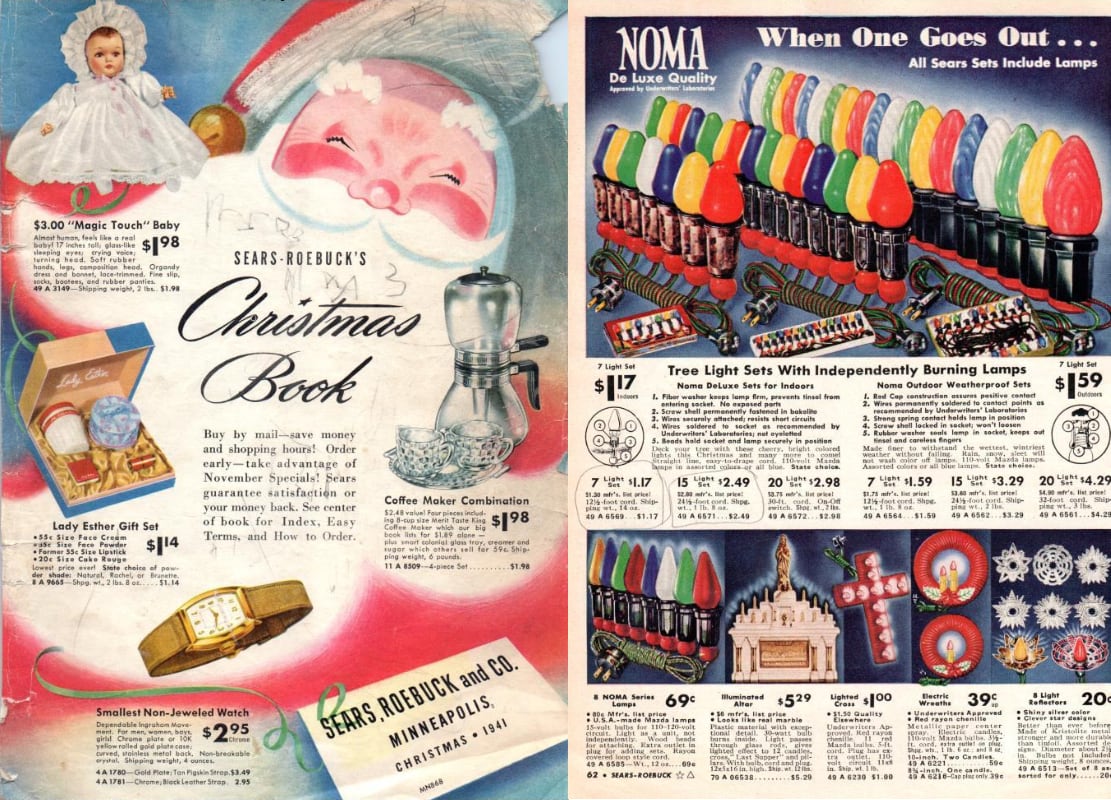 scans of pages of christmas lights with santa claus