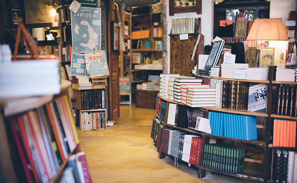 bookshelves filled with books