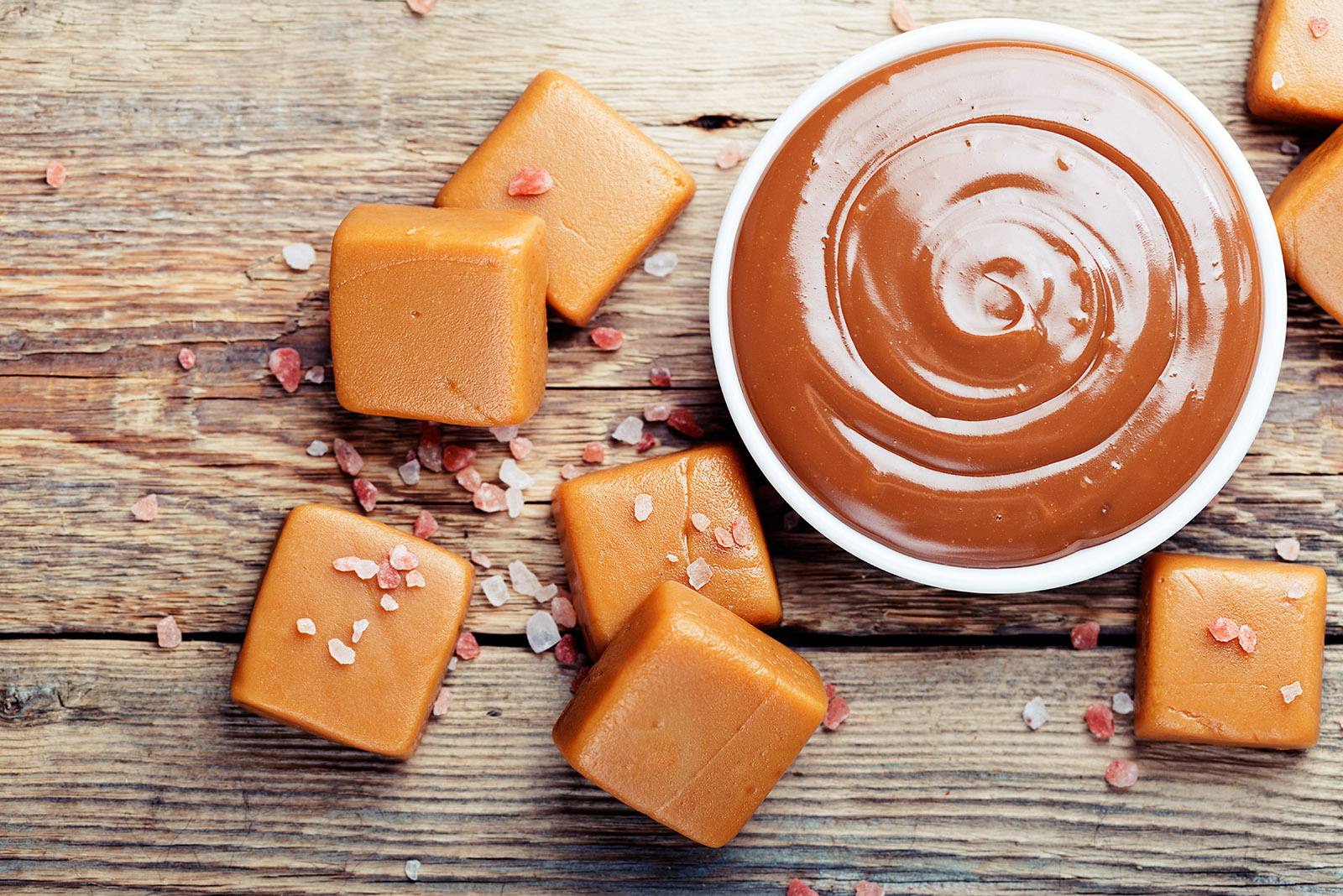 salted caramels on a cutting board