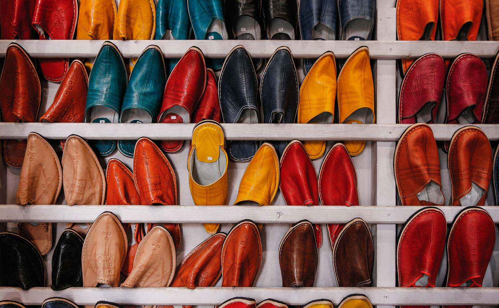 morocco leather shoes in a market