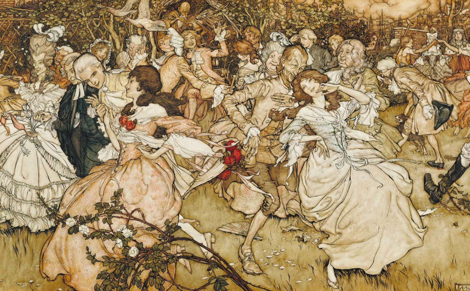 painting of 18th century people dancing