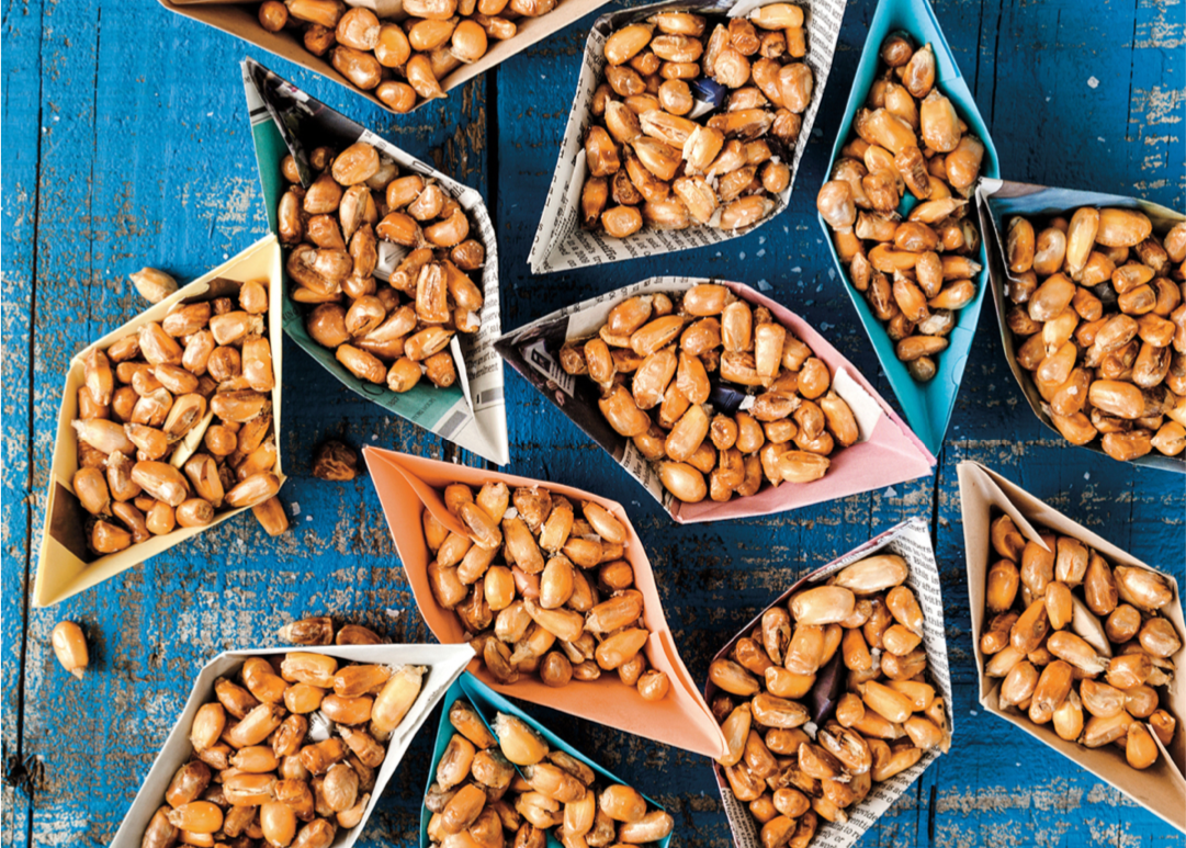 small bowls of fried corn kernels