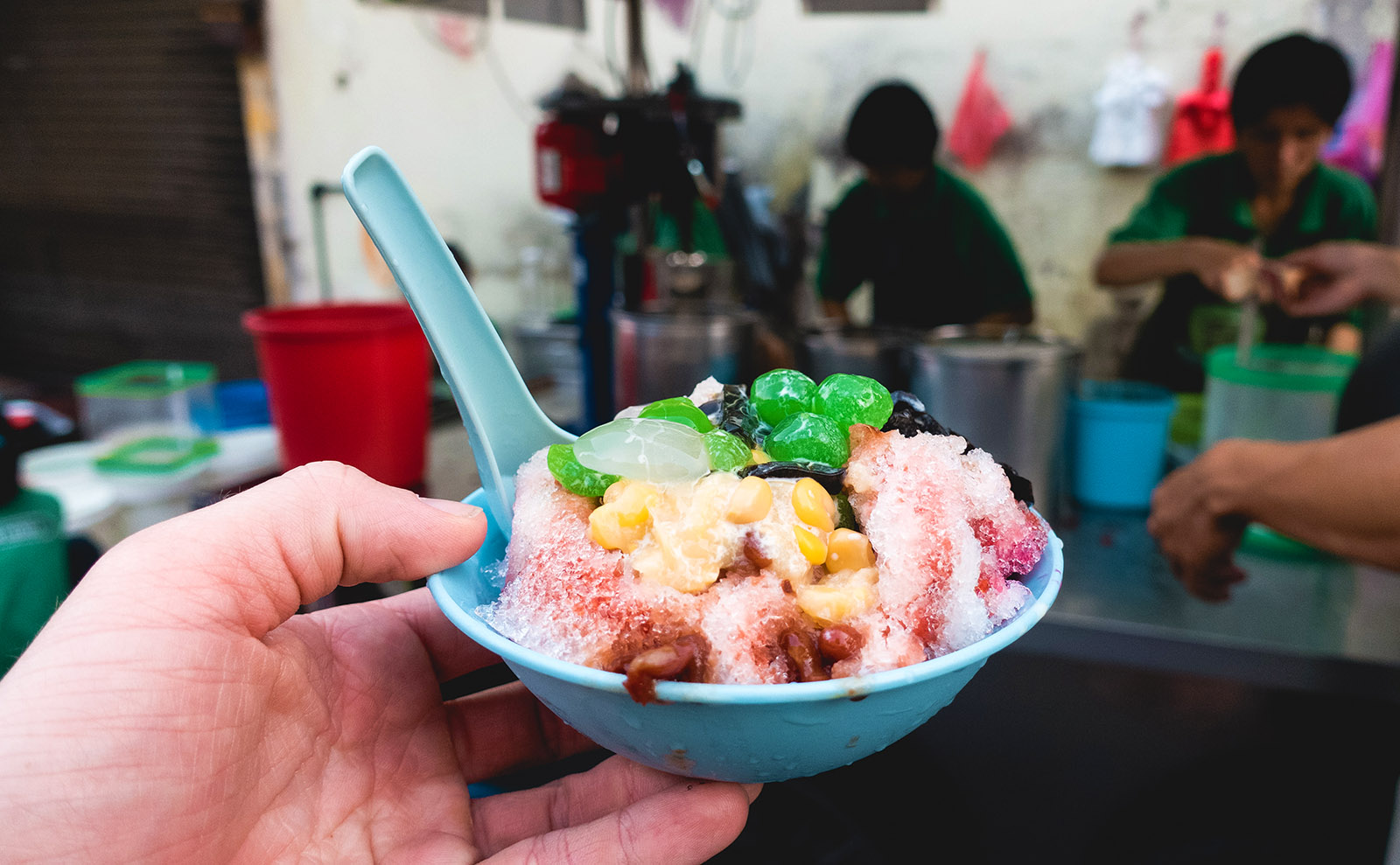 bowl of brightly colored frozen dessert